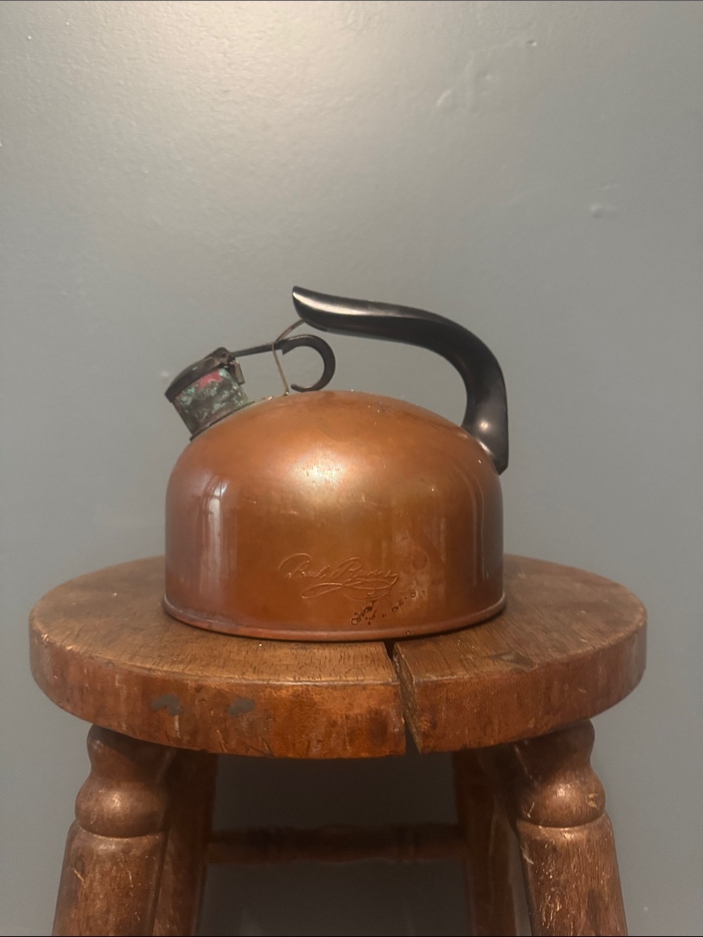 Classic Copper Tea Kettle with Black Handle